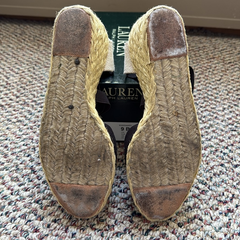 Woman’s Ralph Lauren Casandra Eucalyptus Linen Espadrille Size 9B - Black - Picture 8 of 8